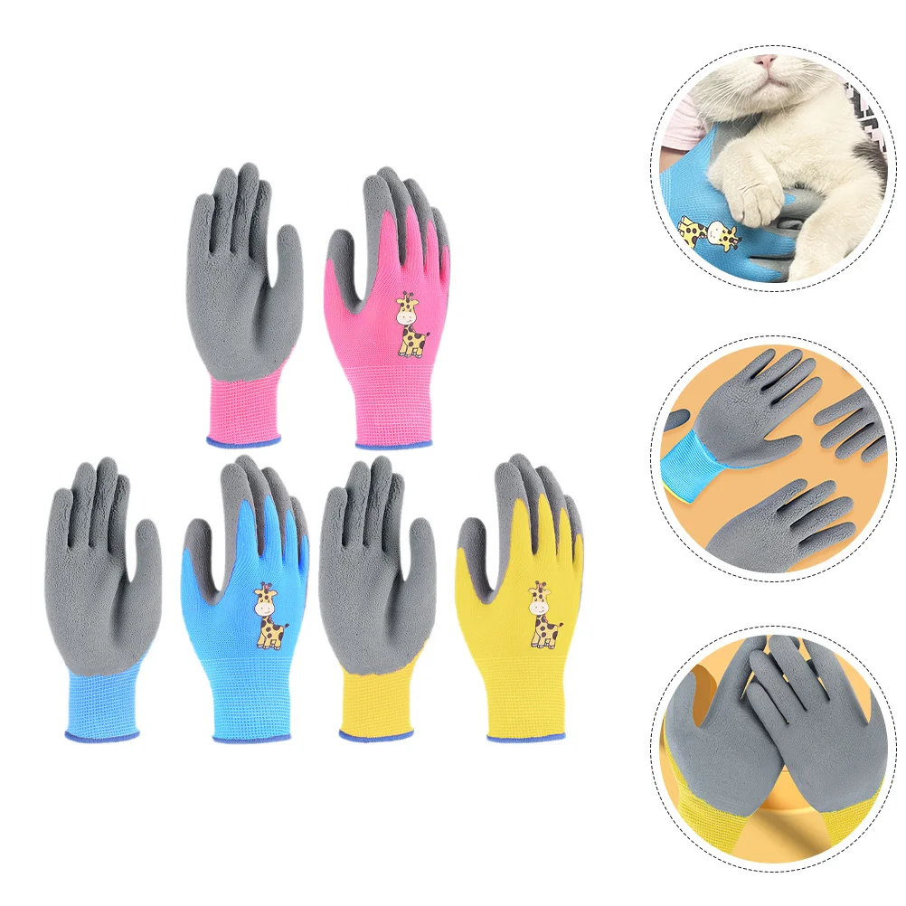 3 أزواج مريح قفازات حديقة اللاتكس واقية العمل مقاومة للاهتراء للأطفال البستنة زراعة التزلج على الجليد قفازات في الهواء الطلق