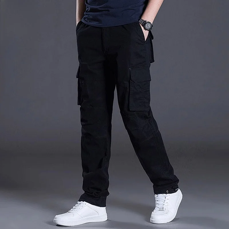 

Мужские повседневные брюки свободного прямого кроя из хлопка, новые модные рабочие брюки на весну, удобные и стильные
