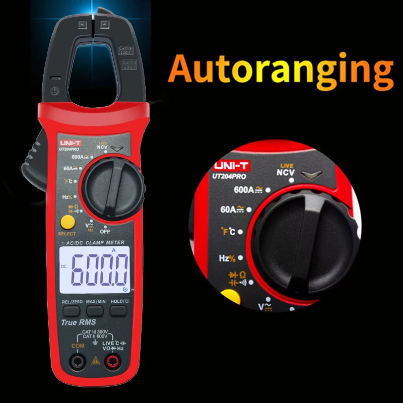 Imagem -02 - Uni-t-digital Current Clamp Meter Ut204 Além Disso Ut210e Series True Rms 400600a Voltímetro Auto Range Teste de Resistência