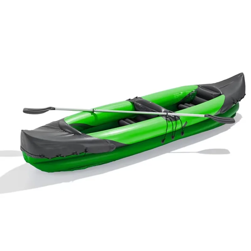 

Custom Green Foldable PVC Inflatable Kayak Length Plastic Double Fishing Boat for Lakes