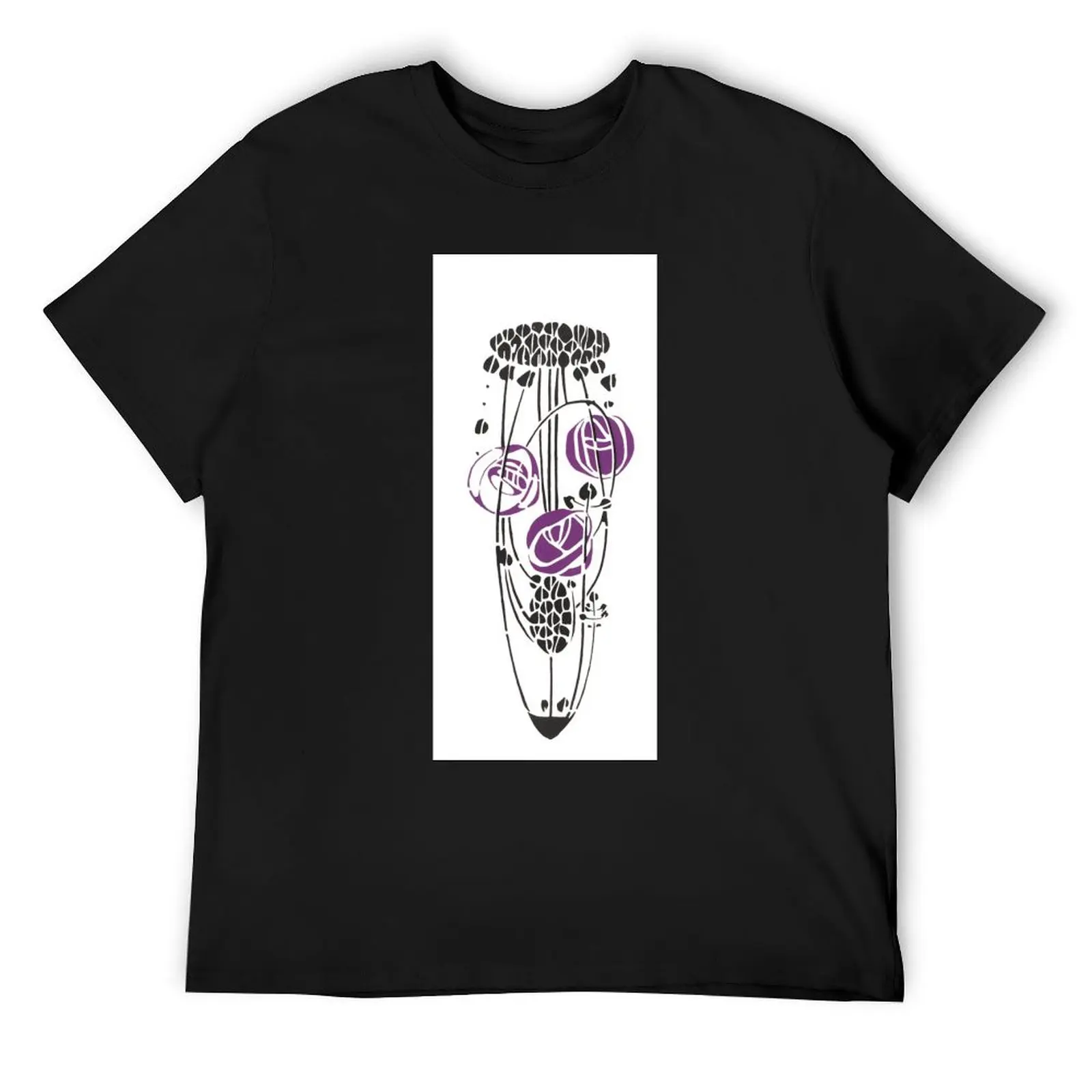 Charles Rennie Mackintosh Roses 4. T-Shirt oversizeds Aesthetic clothing graphics black t-shirts for men