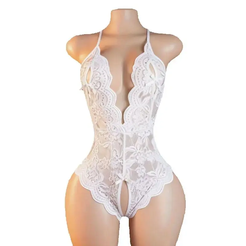 Crotchless Sexy Transparent Bodysuits Ultra Sexy Bra Sets Costumes Lace Underwear Breathable Lingerie Women Intimates Erotic Set