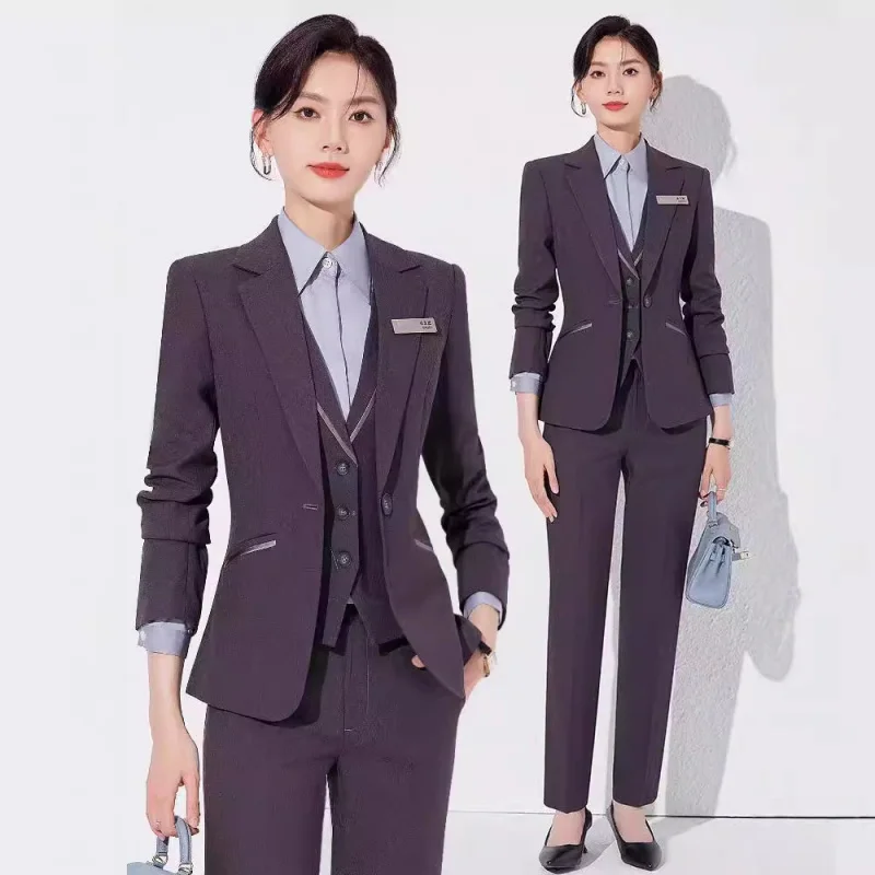 Autumn and Winter New Interview Suit Suit plus Size Women's Clothing Hotel Front Desk Attendant Workwear Business Apparel Work C