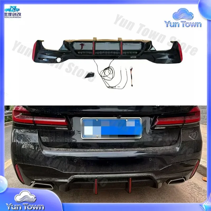 Custom for 5 Series 2018-2023 G30 G38 rear lip diffuser double vertical light competitive modified surround lossless