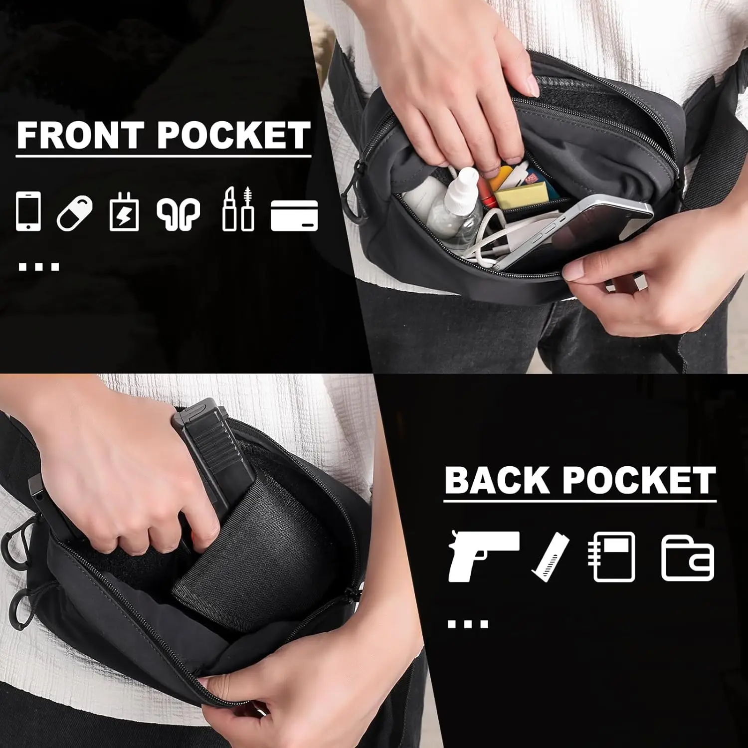 Picture 6: Concealed Carry Fanny Pack with Holster Pistol Pouch Bag Quick Access Gun Waist Bag for Men Women Outdoor EDC Waist Pack