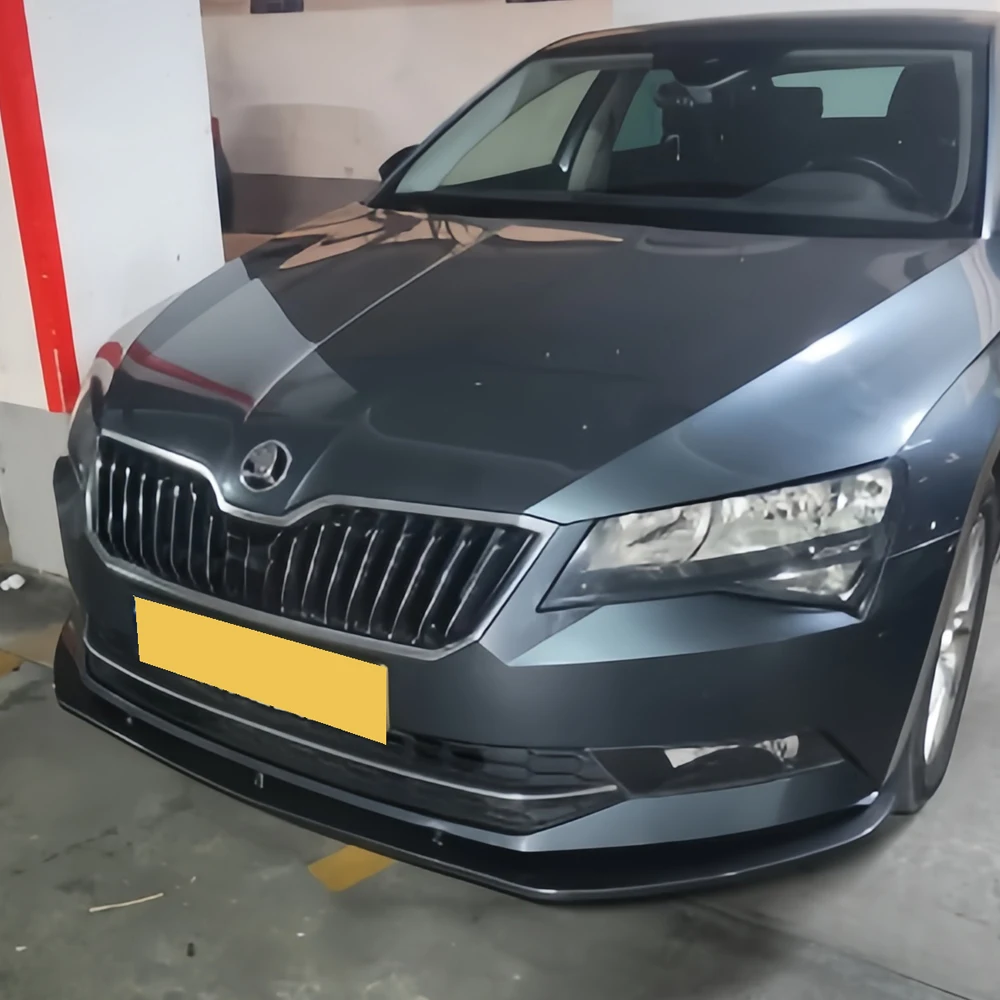 For Skoda Superb B8 3V 3Pcs Front Bumper Lip Spoiler Splitter Superb 3V3 3V5 TSI TDI 2015-2019 Diffuser Retroft Bodykits Tuning