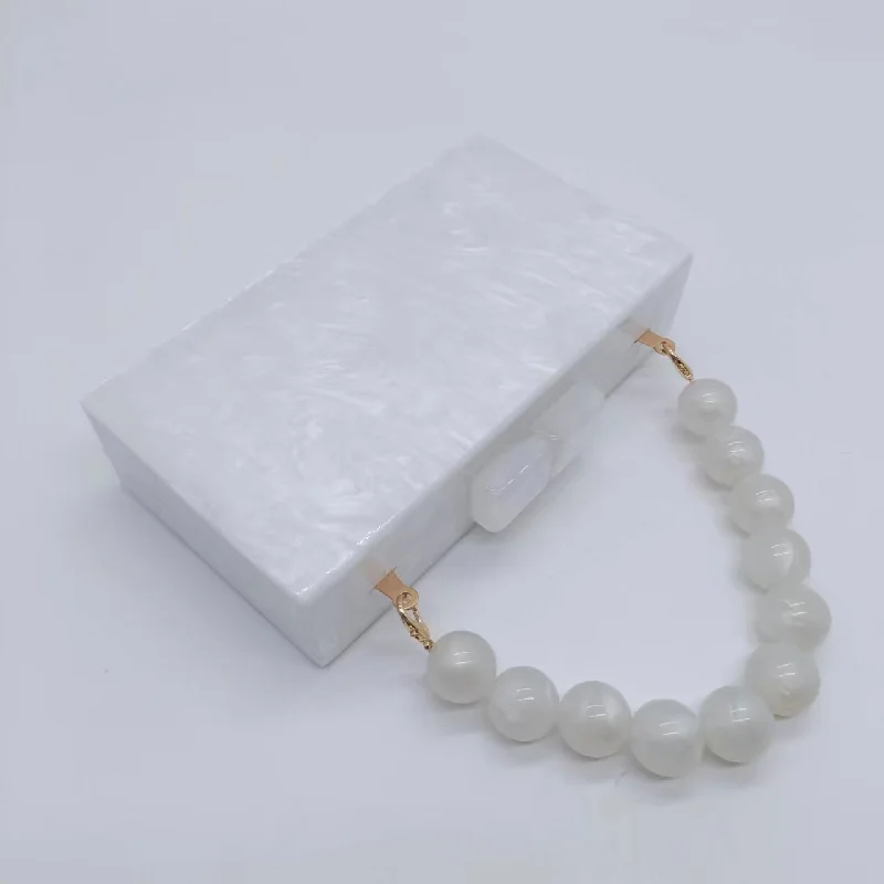 New Wedding Acrylic Beaded Wrist Handbag Clutch Dress Fashion Evening Bag Pearl Itabag Crossbody Bags Handbags Luxury Women Hand - Image 5