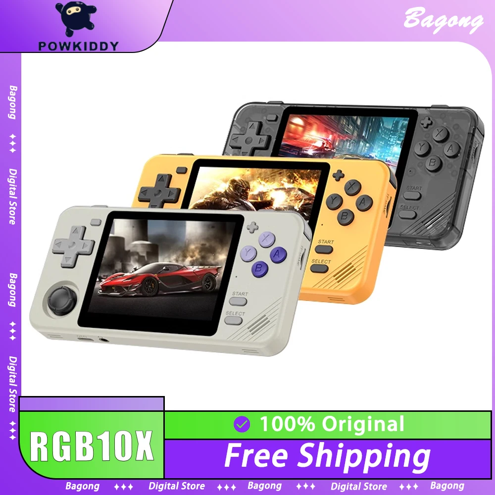 

New Powkiddy RGB10X Retro Handheld Gaming Console 3.5-inch IPS Screen Open Source System 3D Joystick Portable Gifts For Kids