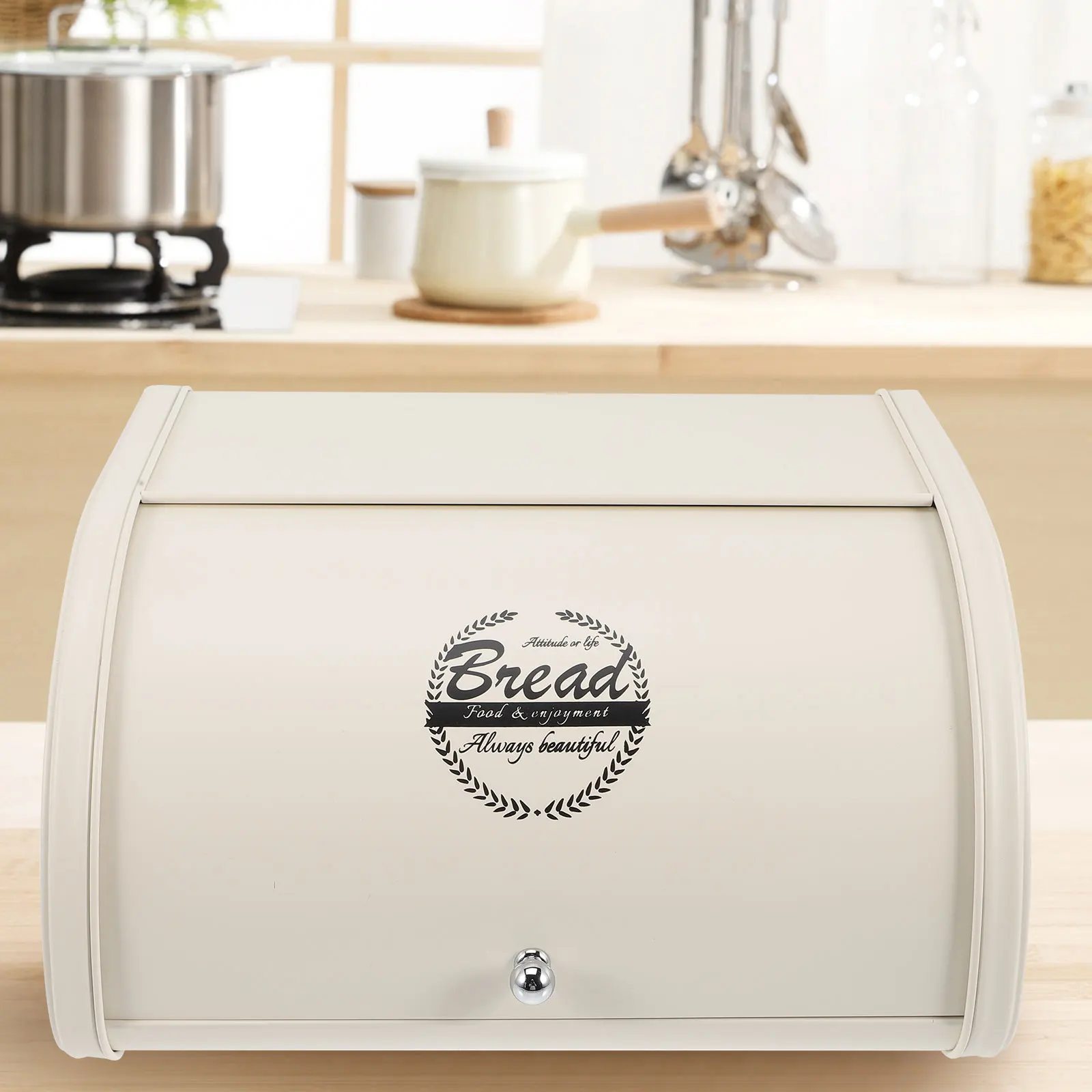 

Galvanized Iron Bread Box Large Capacity Clamshell Lid Countertop Storage Clear Bin Vintage Kitchen Pantry Container