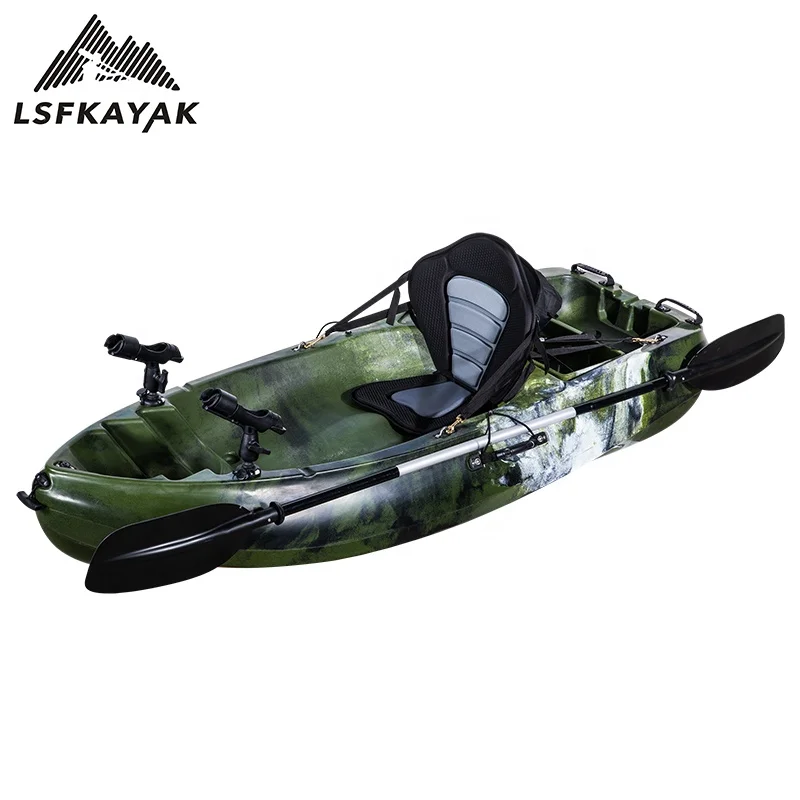 Sit On Top Fishing Kayak With Mount Single Person Stable Angling Vessel Fishing Rod Holder