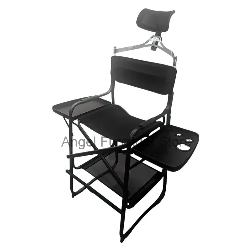 

Tall Directors Chair Heavy Duty Bar Height Folding Makeup Chair Padded Seat with Side Table Foot Rest for Camping Home or Patio