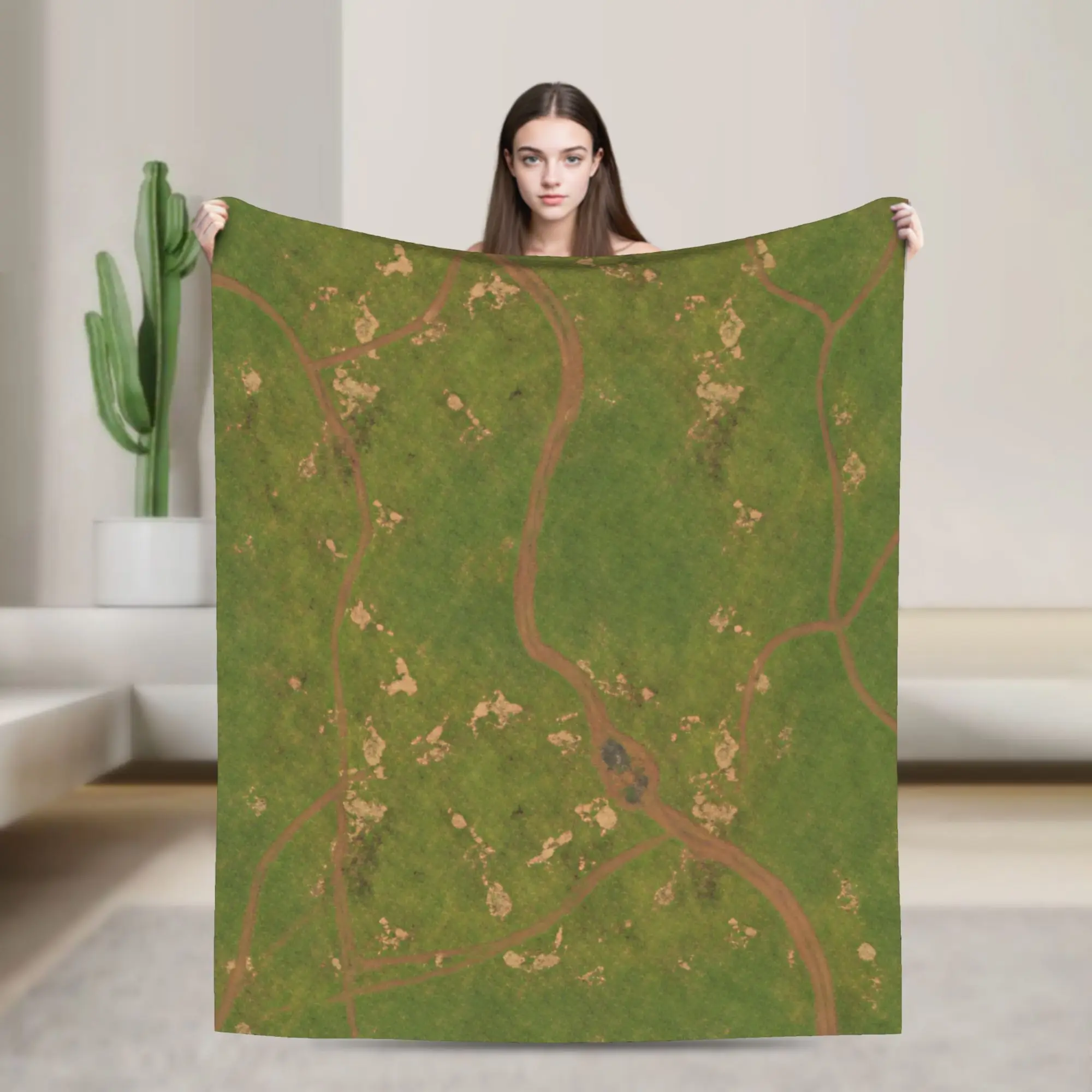 Grass Battlemat Grassland Land Greenery Blankets Super Warm Plush Throw Blanket For Couch Bed Flannel Bedspread Bed Cover