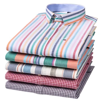 Chemises Oxford à manches longues pour hommes, 100% coton, doux, confortable, coupe régulière, grande taille S à 7XL, chemises décontractées pour hommes d'affaires, nouvelle collection été