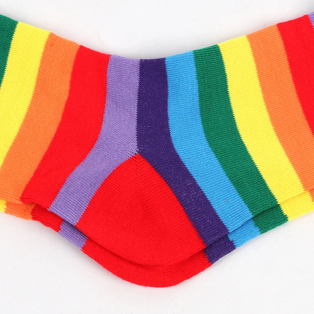 Winter Rainbow Striped Long Gloves Over-the-knee Stocking Set Arm Sleeves JK Uniform Thigh High Socks Unisex Carnival Party Prop