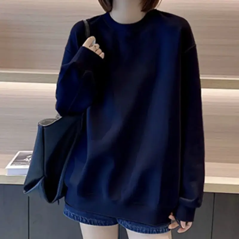 Women'S Sweat-Shirts Autumn Clothes Korean Ladies Beige Trends Invierno Nueva Moda Urbana Estampada Divertida Stitched Fem