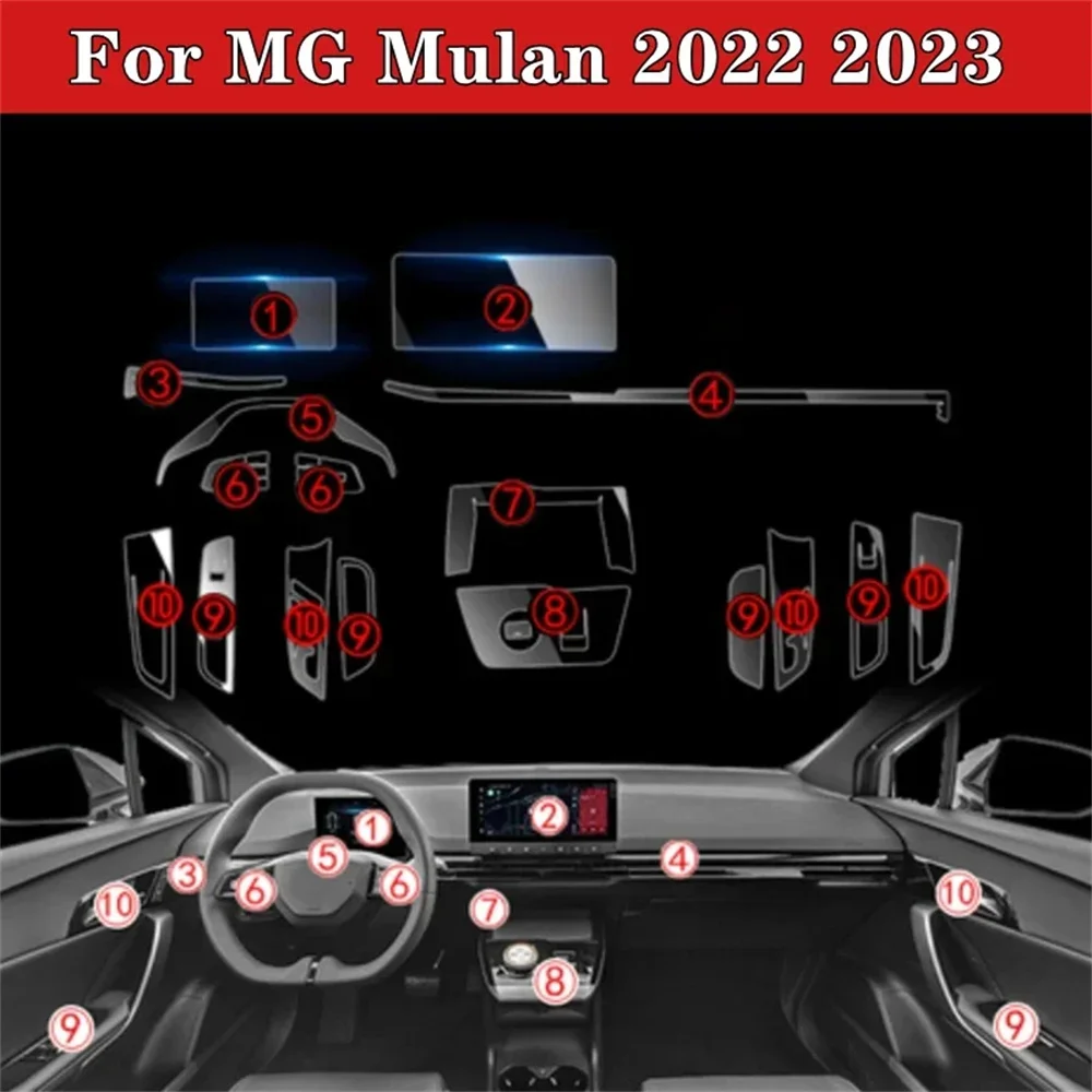 Anti-scratch Car Door Center Console Media Dashboard Navigation TPU Protector Film For MG Mulan MG4 2022 2023 Car Accessories