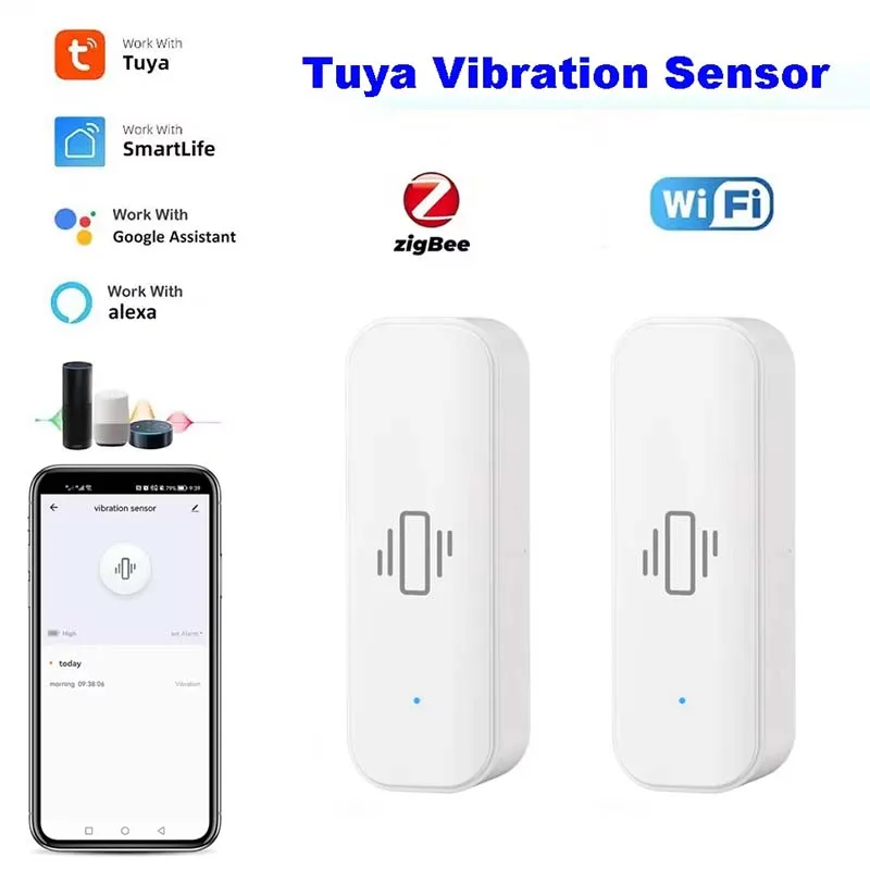 sensor de vibracao inteligente com wi fi e deteccao zigbee movimento em tempo real alarme de choque notificacao app registro de vida 01