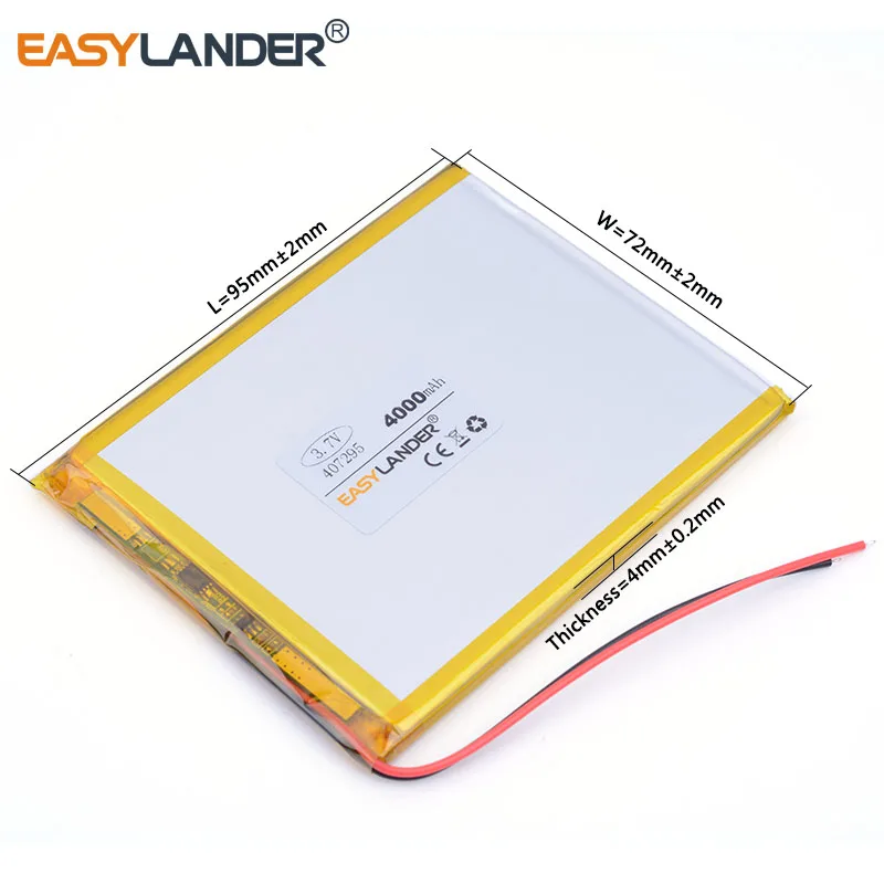 High capacity 3.7V 4000 mAh 407295 new U25GT lithium polymer battery product batteries tablet pc  047295 407095 357095