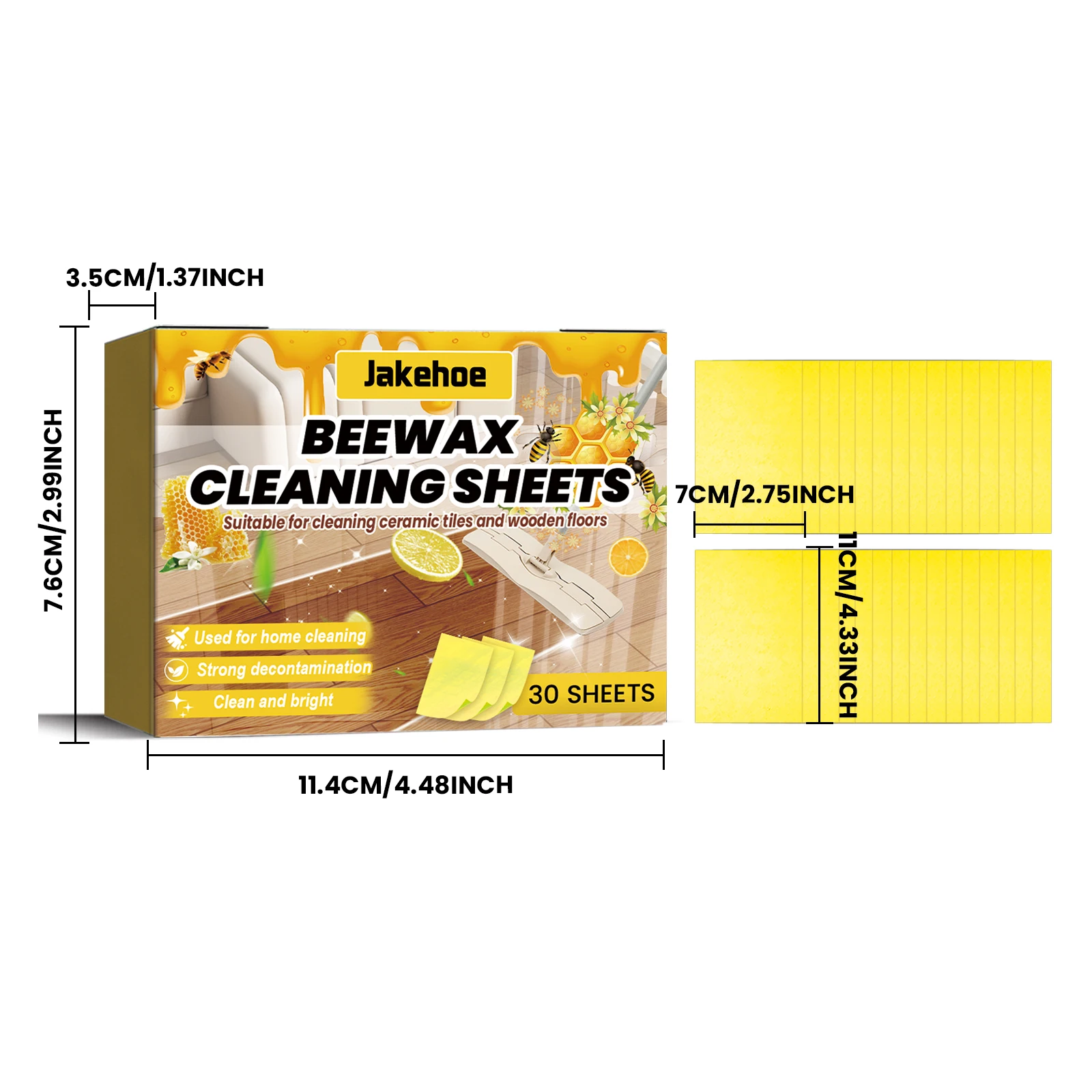 Jakehoe Beeswax Floor Cleaning Sheet Remove Dirt Stains Restore Floor Luster Polishing Ceramic Tile Marble Floor Cleaner Sheet