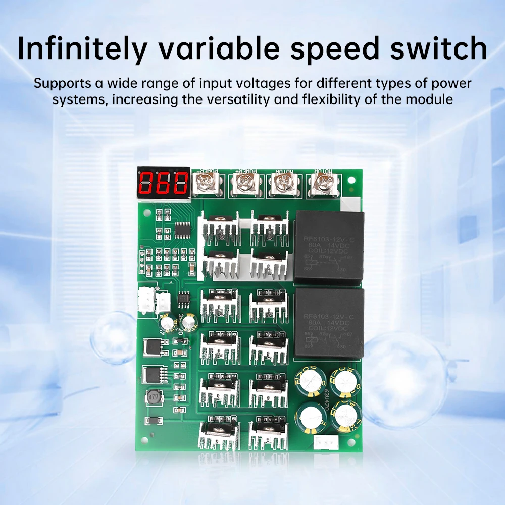 DC10-55V 60A Digital Display PWM DC Motor Speed Controller Module Forward Reversal 0~100% Adjustable Digital Tachometer