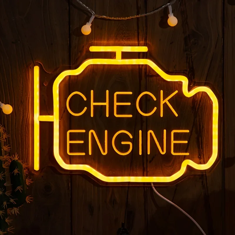 

Неоновая вывеска «Check Engine» с регулируемой яркостью для автомастерской, гаража, мужской комнаты, ремонтной мастерской, бара, клуба, настенный декор