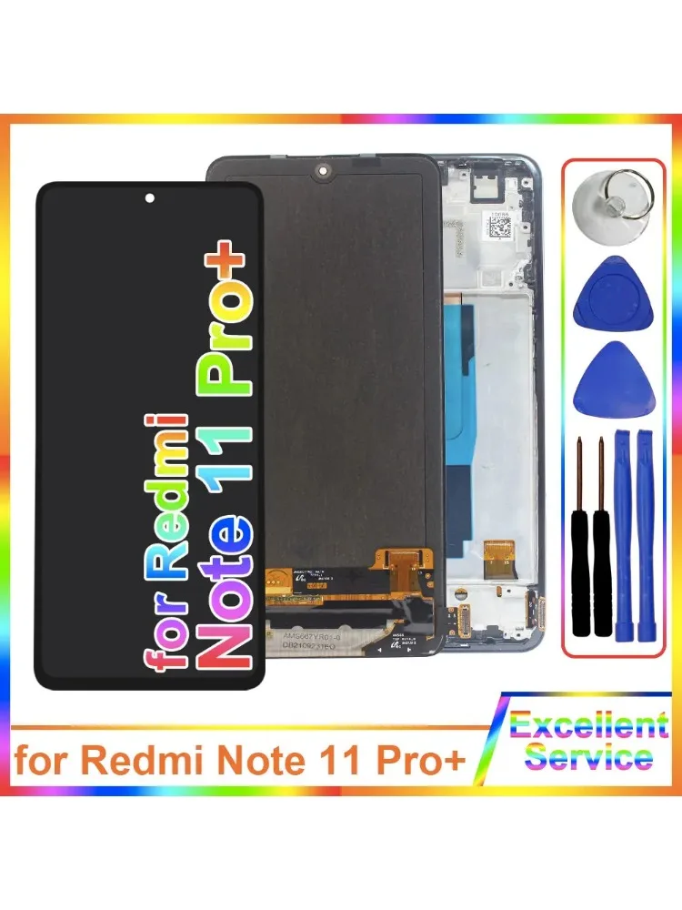 Wyświetlacz AMOLED LCD do Xiaomi Redmi Note 11 Pro Plus 5G 21091116UG, ekran dotykowy LCD do Redmi Note11 Pro+ 5G z ramką — zdjęcie produktu 7