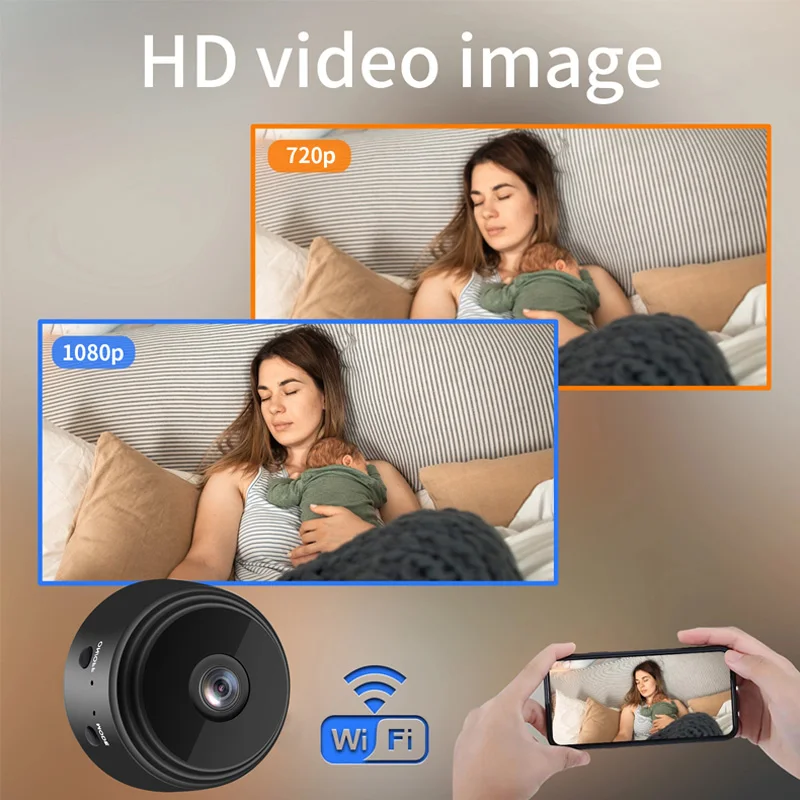 Miniaturowa kamera WiFi HD 1080P Niania Elektroniczna Wewnętrzna Bezpieczeństwo Monitoring Nocny Wizjer Kamery IP Rejestrator Audio Wideo