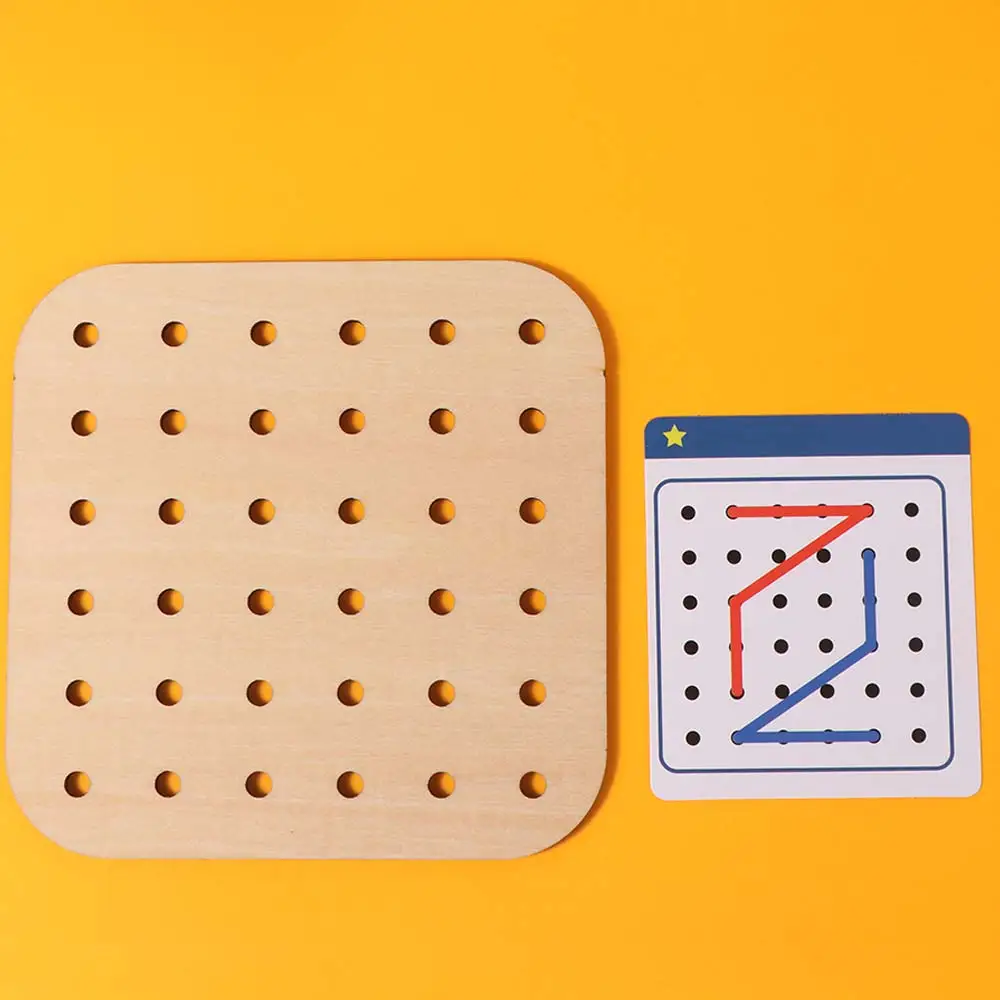 

Деревянная веревочная доска Монтессори для творчества, обучение мышлению, раннее обучение, деревянная шнуровка с 15 карточками, взаимодействие