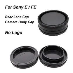 Tapa trasera de lente de montaje para Sony E FE, tapa de cuerpo de cámara o juego de tapa sin logotipo, tapa de lente negra de plástico para A7, A7R, A7S, A1, A9, A6000