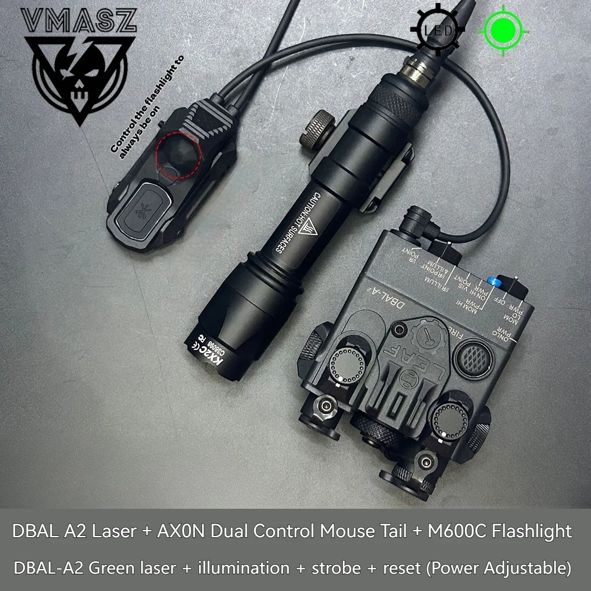 

DBAL A2 Red Green Dot Laser Surefire M300 M600 Фонарик Реле давления Охотничий пневматический пистолет Свет для набора 20 мм MIOK KRY AXON