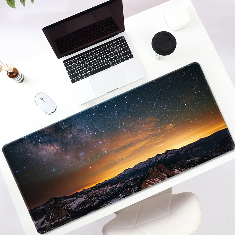 Starry Sky Mouse Pad Extra Large Sci-Fi Non-Slip Wear-Resistant Rubber Baseband Stitched Edge Keyboard Mat Suitable for Office