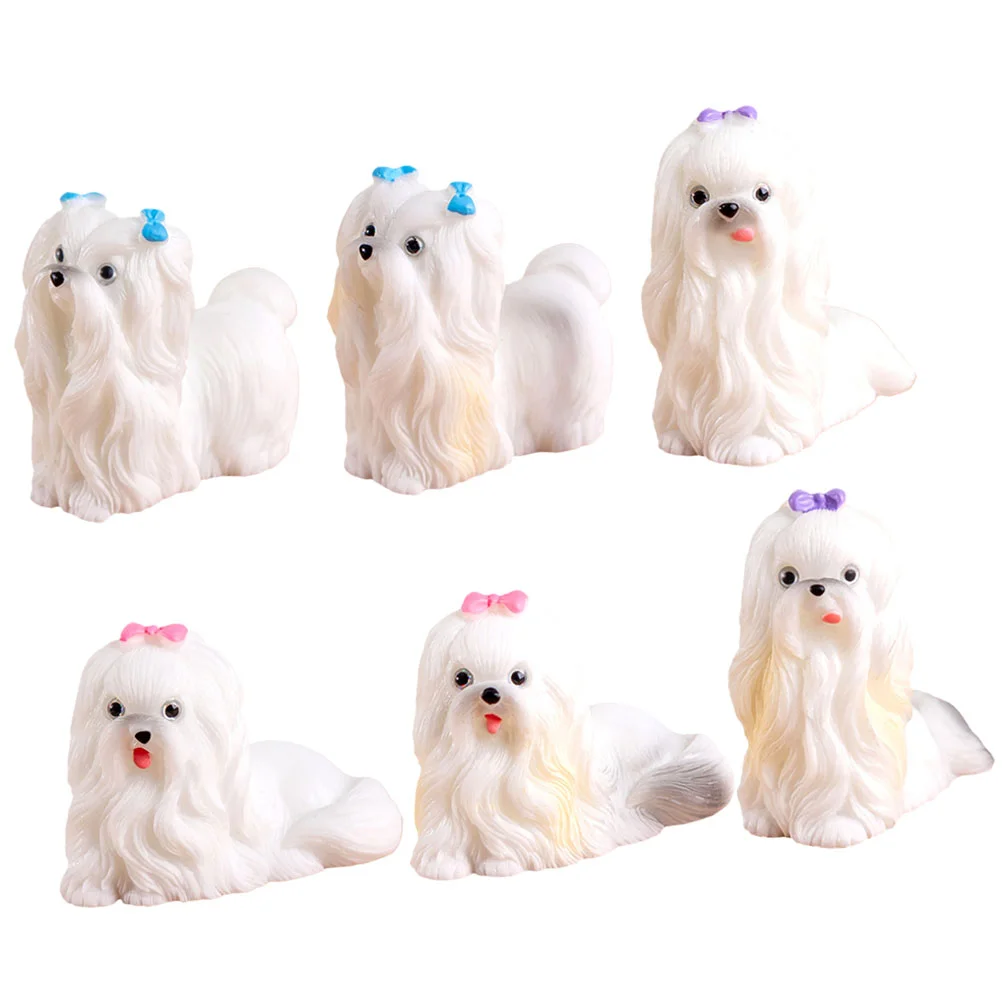 6Pcs Mini Resin Puppy Dog Figurines Realistic Small Dog Figurines Cartoon Puppy Ornaments miniature puppy