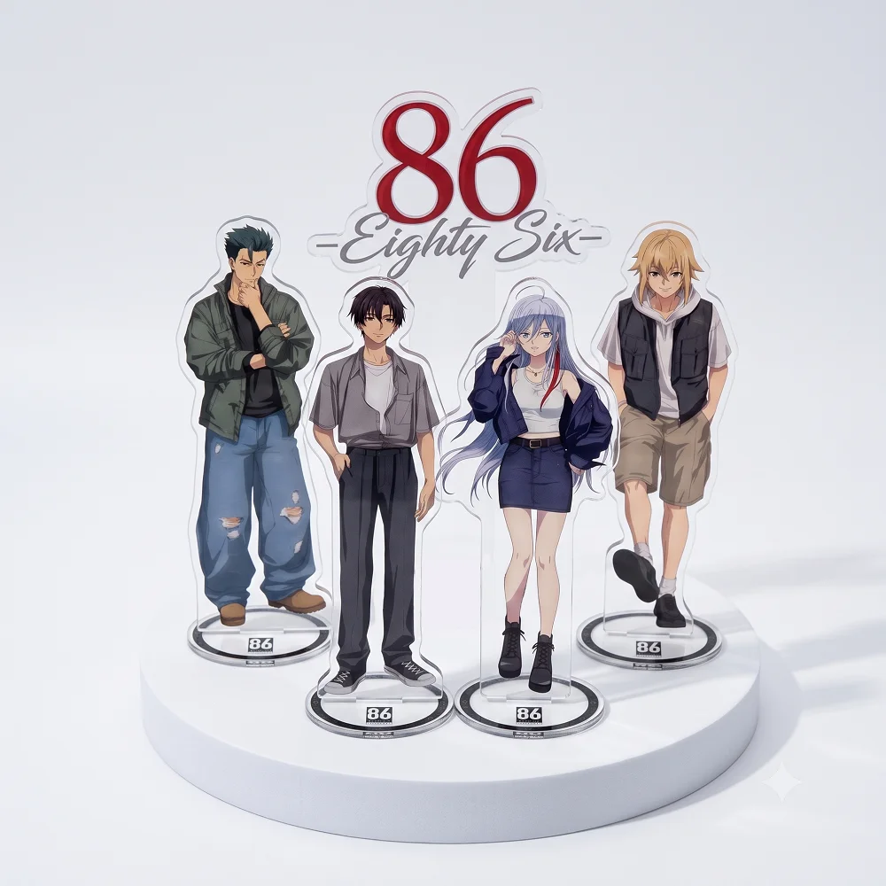 86 Eighty Six Raiden Shuga Figurine en acrylique en tenue de veste en jean, Décoration de bureau, Jouet de collection pour Otaku