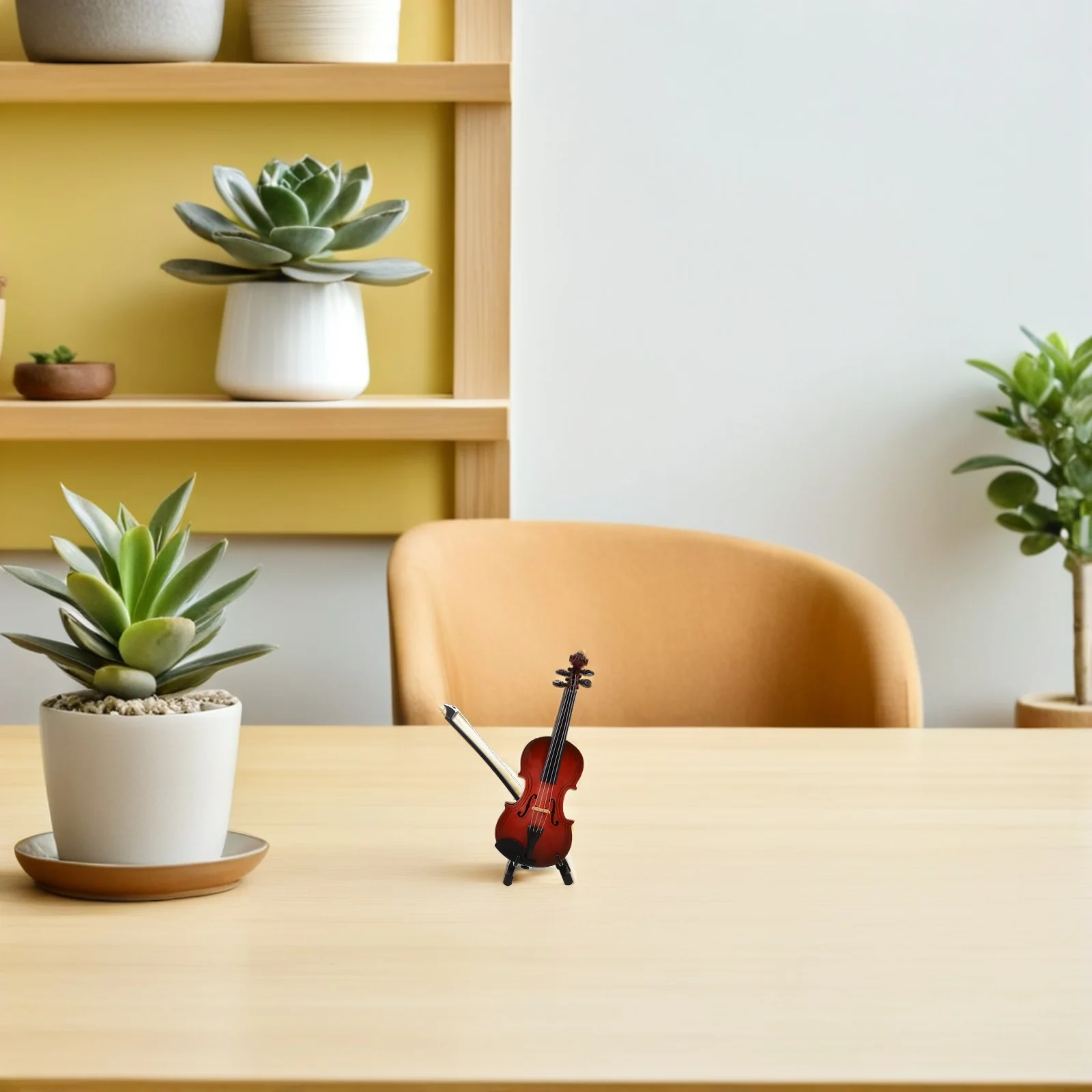 

Mini Wood Violin 12cm Realistic Tiny Musical Instrument Ornament Case Bow Decorative Miniature Instrument Decoration