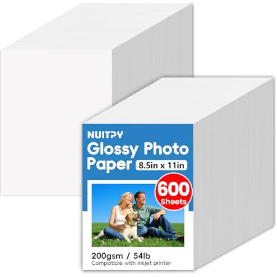 

600 листов глянцевой фотобумаги 8,5 x 11 дюймов для струйных фотопринтеров, бумага для фотографий, календарей, брошюр, открыток, меню