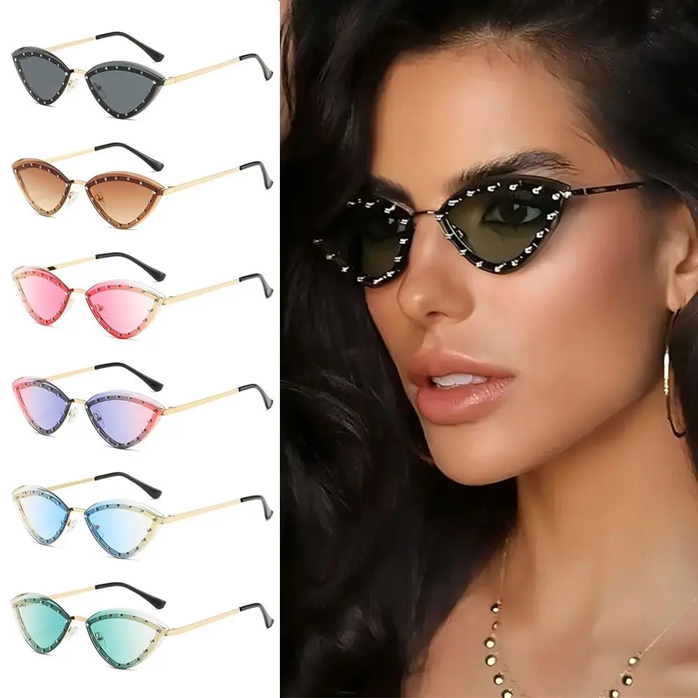 

Gradient Cat Eye Sunglasses Fashion UV400 Protection New Stylish Party Sun Glasses Multicolor Rimless Shades for Women & Men