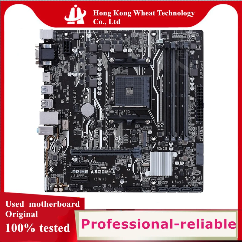 For AMD A320 PRIME A320M-A motherboard Used original Socket AM4 DDR4 64GB USB3.0 SATA3 Desktop Mainboard