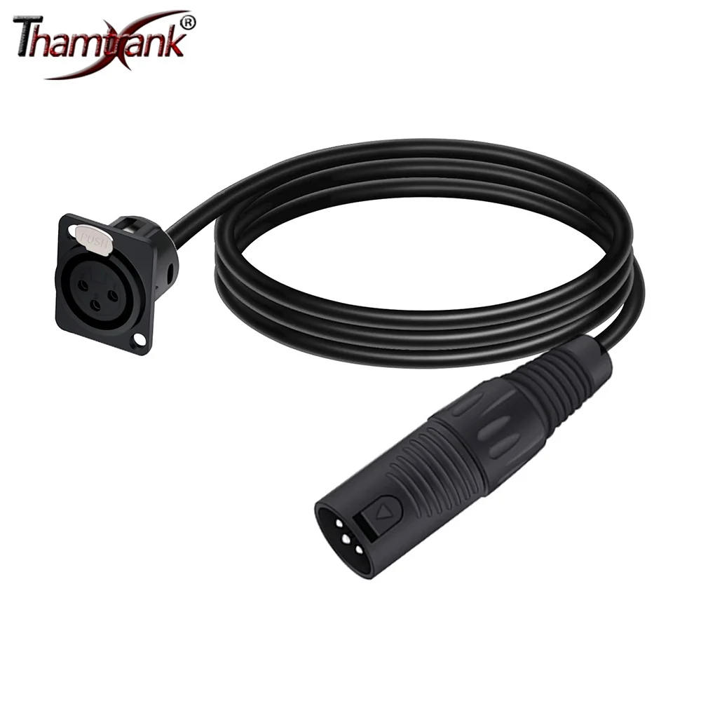 Plastic Shell 3Pin XLR Female Panel Mount Socket to XLR Male Plug Connector Pass Through Cable Converter Compatible with MIC