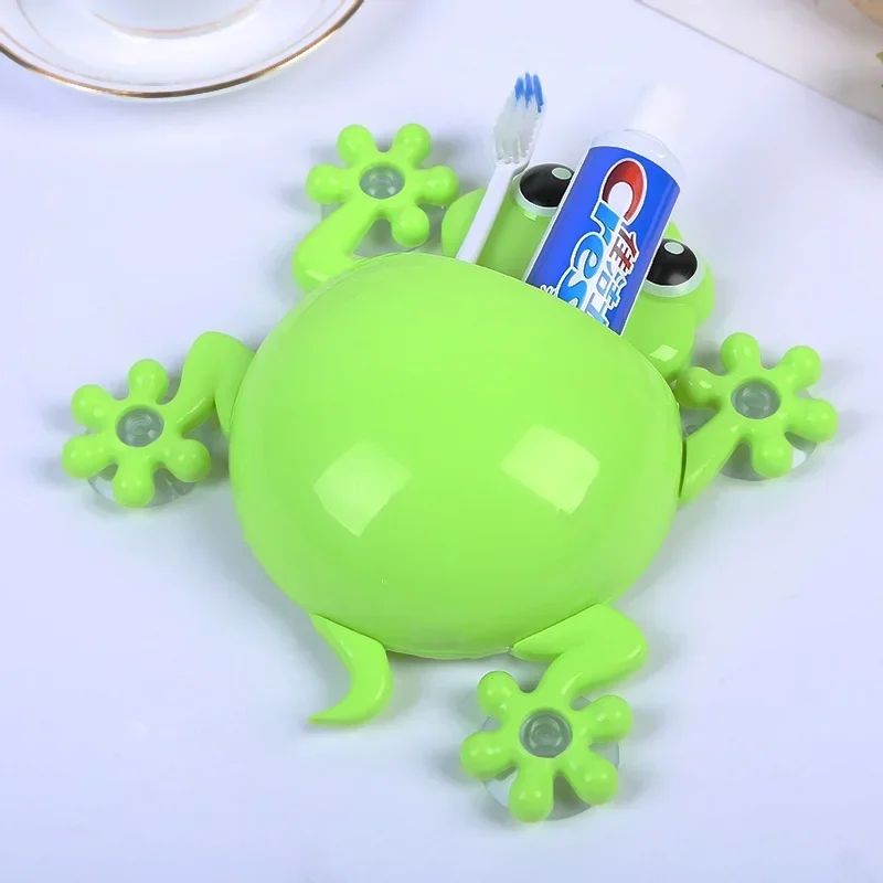 1PC Animal Frog Toothbrush Holder Family Set Wall Bathroom Hanger Suction