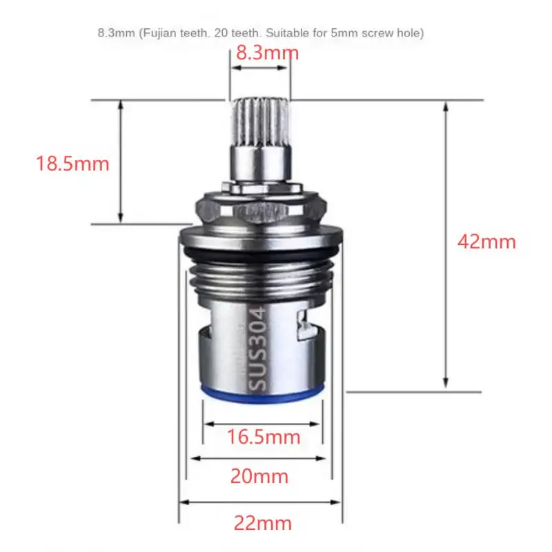 304 Stainless Steel Bath Kitchen Faucet Cartridge Replacement Part Ceramic Valve Stem Water Tap Hot Cold Water