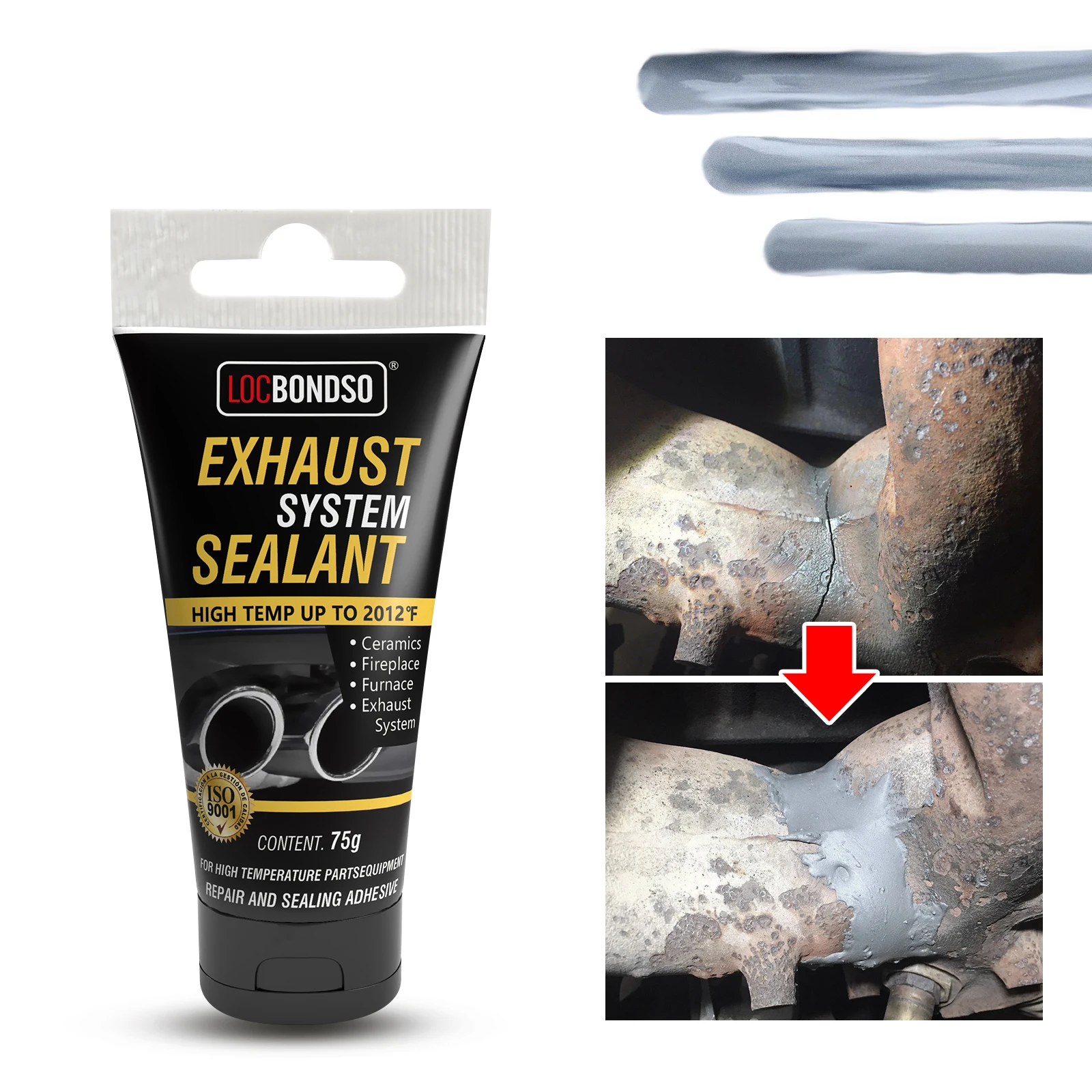 High Temp Muffler and Tailpipe Sealer - Exhaust System Sealant - Muffler Repair Kit for Auto Exhaust, Mufflers, Tailpipes