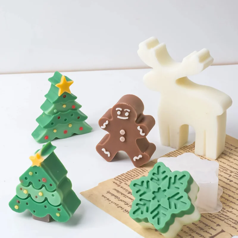 ضروري لشجرة عيد الميلاد ثلج سيليكون قالب شمع DIY الإبداعية اليدوية الصابون الأيائل الراتنج هدايا العيد ديكور المنزل سطح المكتب