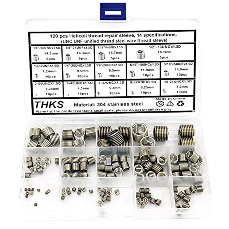 

PWS 120Pcs For (UNC UNF Unified Thread Steel Wire Thread Insert) Thread Sheath