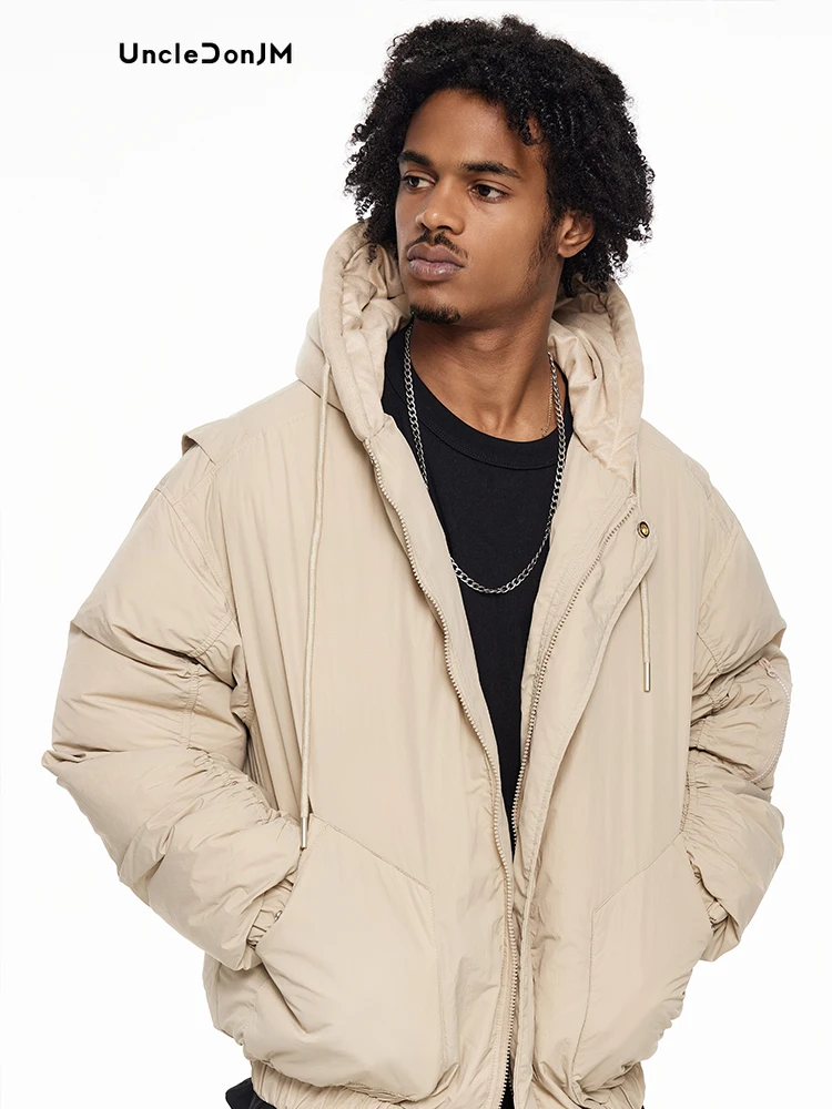 

Multi-Pocket Zip Hooded Padded Puffer Jacket Coat Men Winter