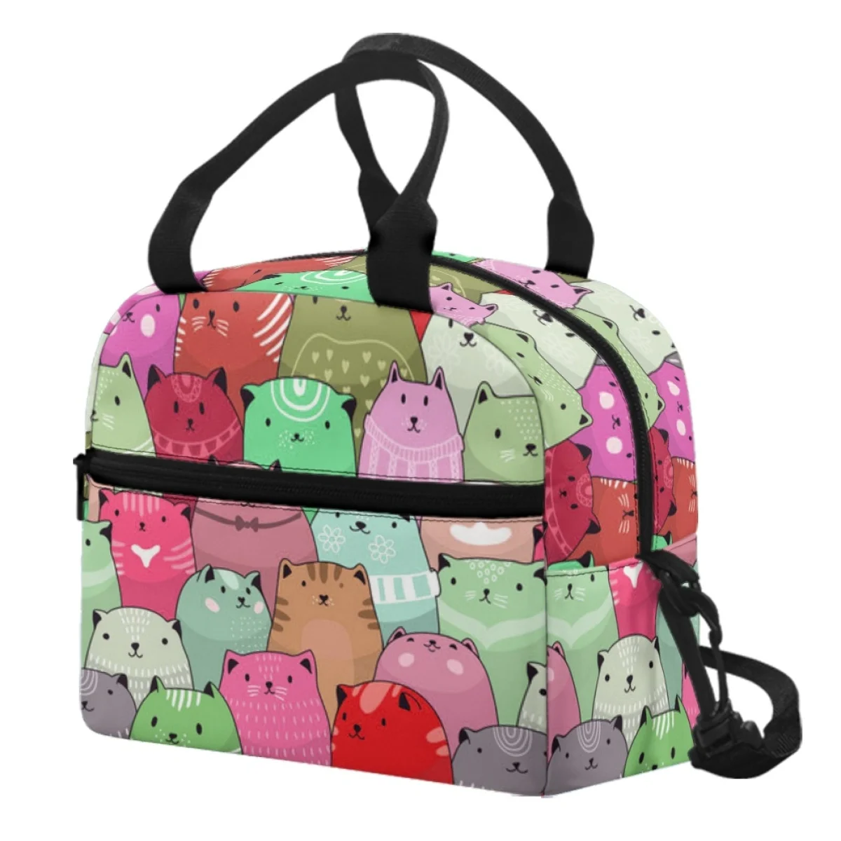 Kawaii Candy Cat Pattern Design Thermal Lunch Bags for Children Light Simple Portable Fridge Thermal Bag Travel Outdoor Bag 2023