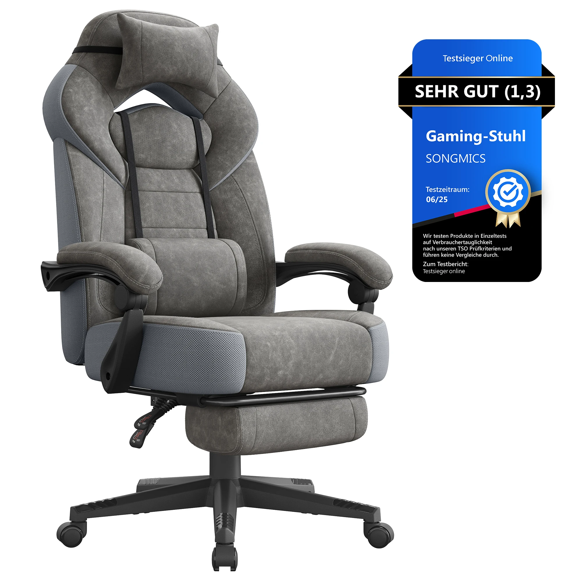 SONGMICS Gamingstoel Bureaustoel Computerstoel Ergonomisch ontwerp Voetsteun - afbeelding 1
