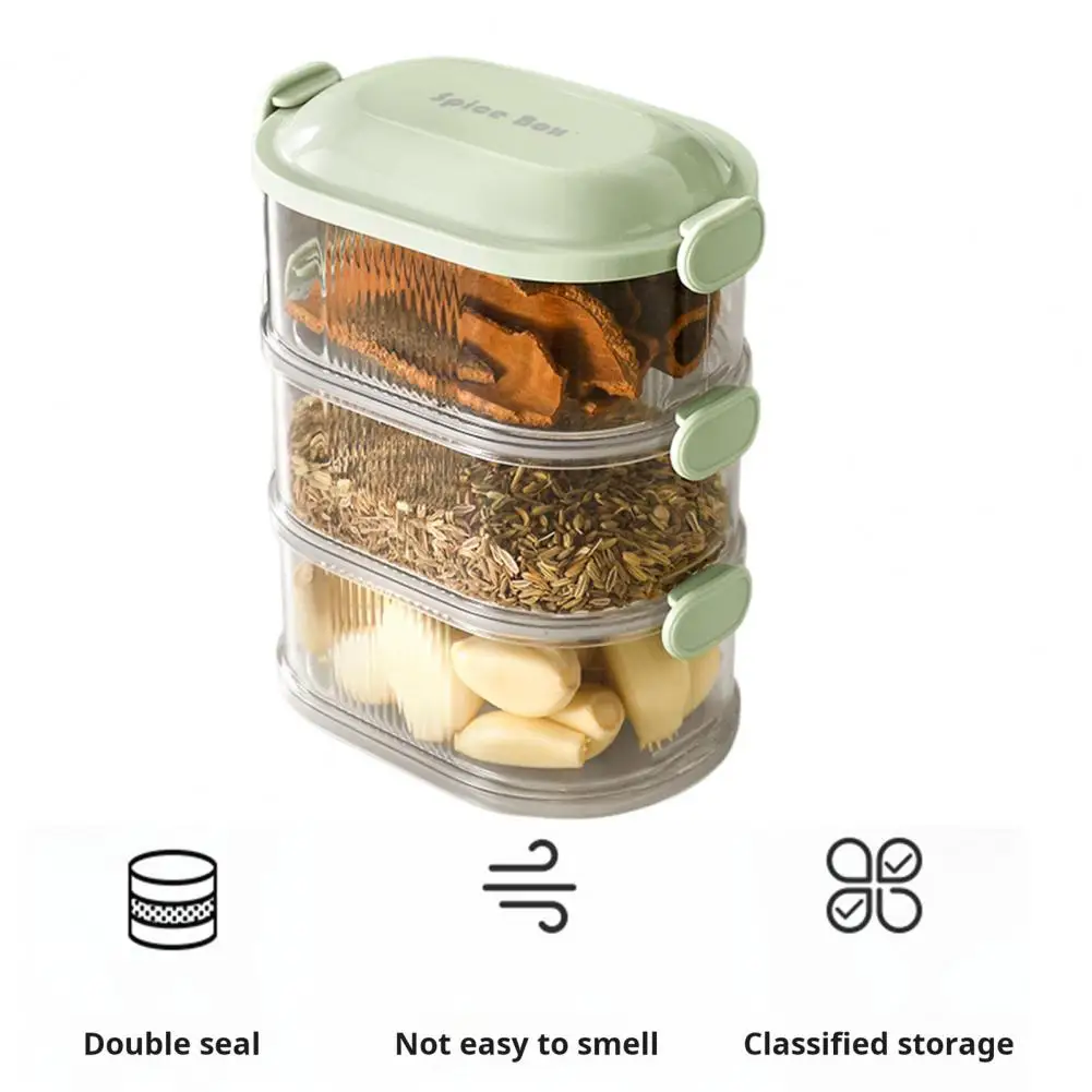 Spice Organizer Compact Spice Storage Unit Spice Container with Capacity Storage Box Flip-top Design Dustproof Seal for Easy