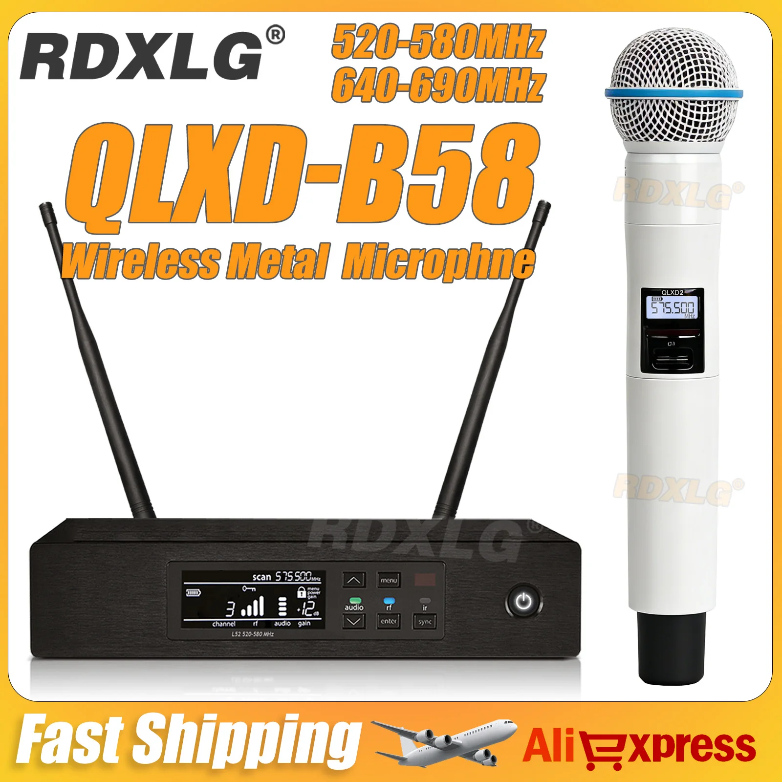 Профессиональный беспроводной микрофон RDXLG QLXD4 для сцены, 500/600 МГц UHF, для церкви, караоке, металлический, KSM11 BETA87, ручной. Профессиональный беспроводной микрофон RDXLG QLXD4 для сцены, 500/600 МГц UHF, для церкви, караоке, металлический, KSM11 BETA87, ручной.