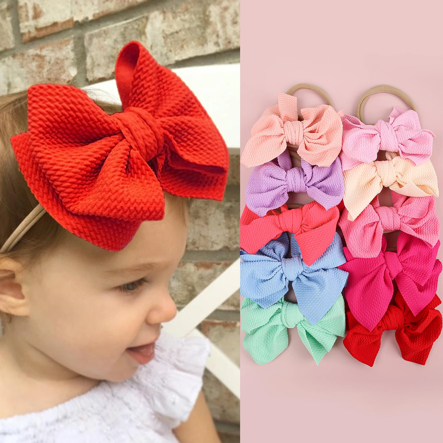 1PC Baby Girls Headbands Elastic Soft Newborn Hair Bows Headbands for Baby Girl Children Turban Infant Headband Hair Accessories