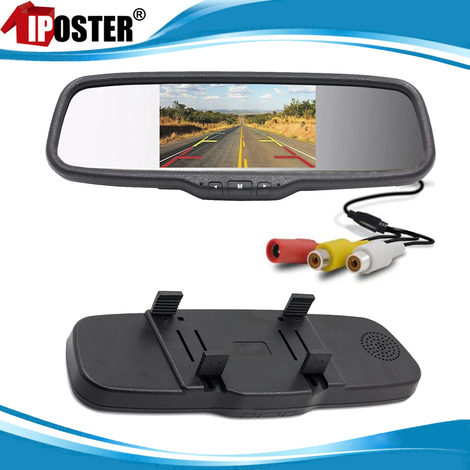 

iPoster 5"TFT LCD Color Car Rear View Mirror Monitor with Clip 800*480 HD Screen 12-24v 2ch Av In For Reversing Camera Universal